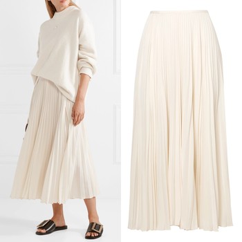 Abbot Pleated Silk Midi Skirt from Joseph