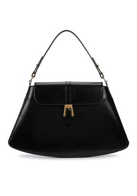 Portia Black Glossed Leather Top Handle Bag from By Far