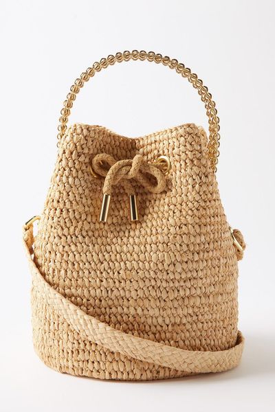 Arty Woven Raffia Bucket Bag from Paco Rabanne 