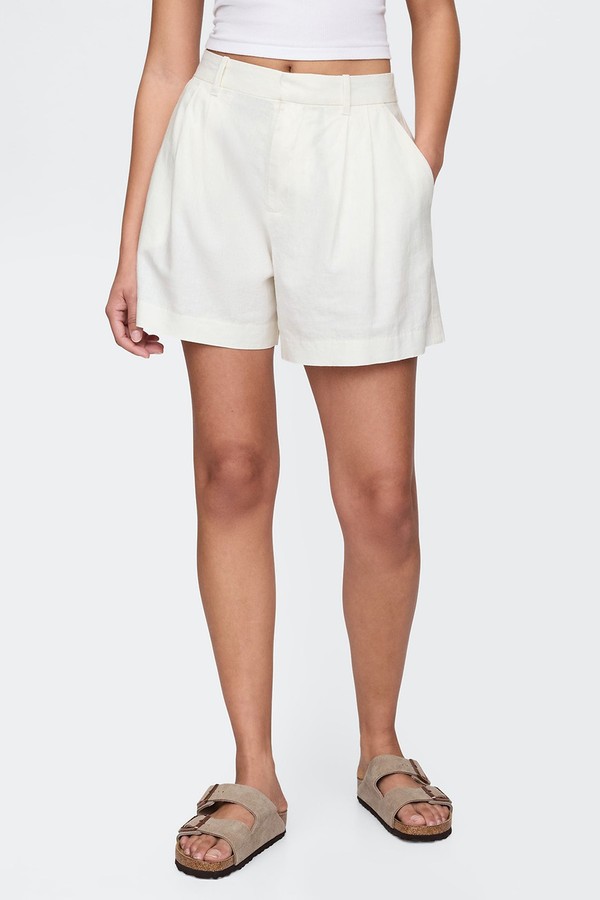 Heavyweight High Waisted Linen-Blend Shorts from GAP