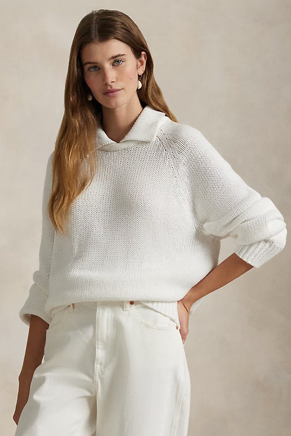 Layered-Collar Cotton Jumper