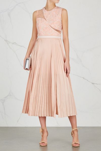 Starlight Pleated Satin Midi Dress