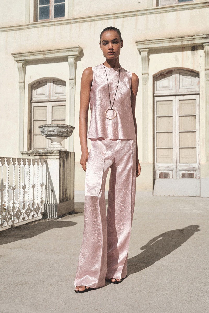 Crinkled Effect Satin Blouse