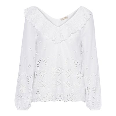 Ruffle-Trimmed Broderie Anglaise Cotton Blouse from ByTimo 