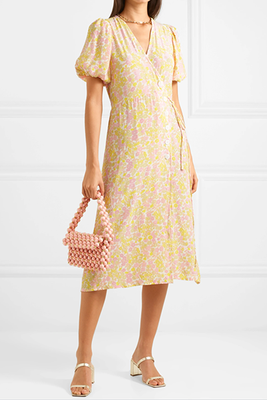 Fran Floral-Print Crepe Midi Wrap Dress