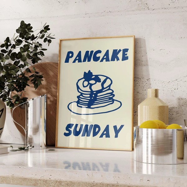 Pancake Sunday Kitchen Print: Retro Foodie Wall Art from PookiePosters