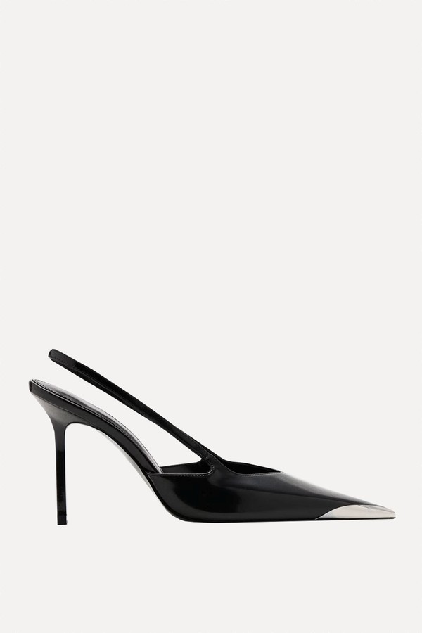 Leather High-Heeled Shoes With Metal Toe Cap from Mango