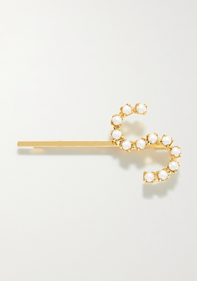 Gold-Tone Faux Pearl Hair Slide from Lelet NY