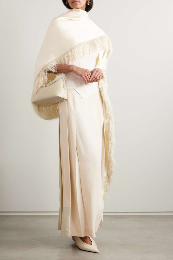 Fringed Satin-Crepe Wrap from TOTEME