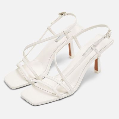 Strippy White Heeled Sandals from Topshop