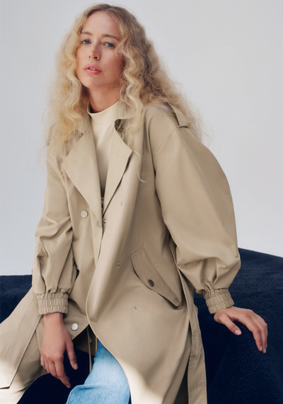 Trench Coat With Elastic Cuffs