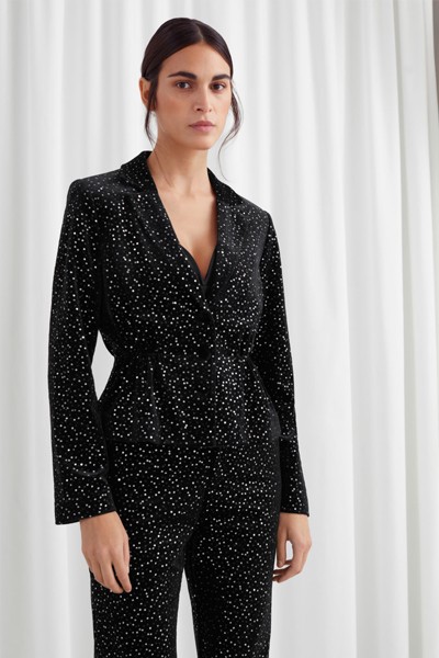 Sequined Velvet Hourglass Blazer