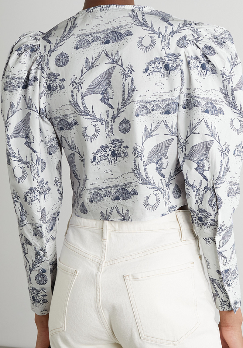 Cropped Printed Cotton Blouse