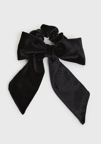 Black Velvet Bow Scrunchie