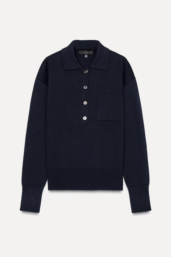 Plain Knit Polo Neck Jumper