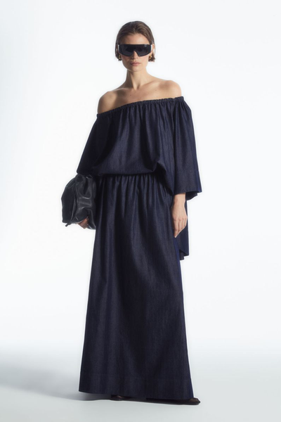 Gathered Denim Maxi Skirt from COS