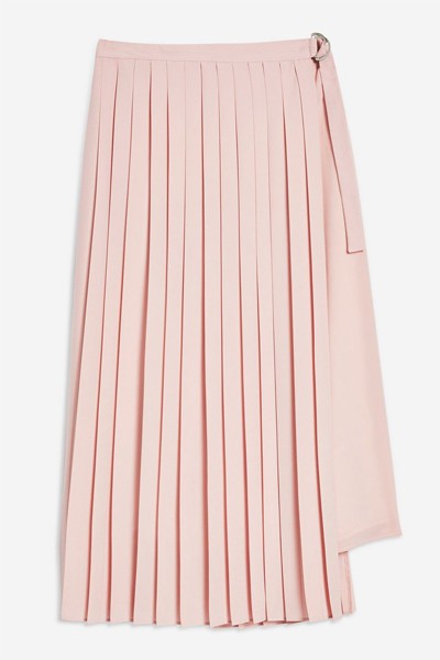 Asymmetric Pleat Midi Skirt from Topshop