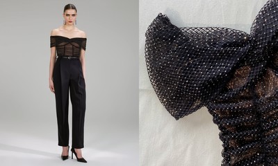 Diamanté Fishnet Off Shoulder Top, £260 | Self-Portrait 