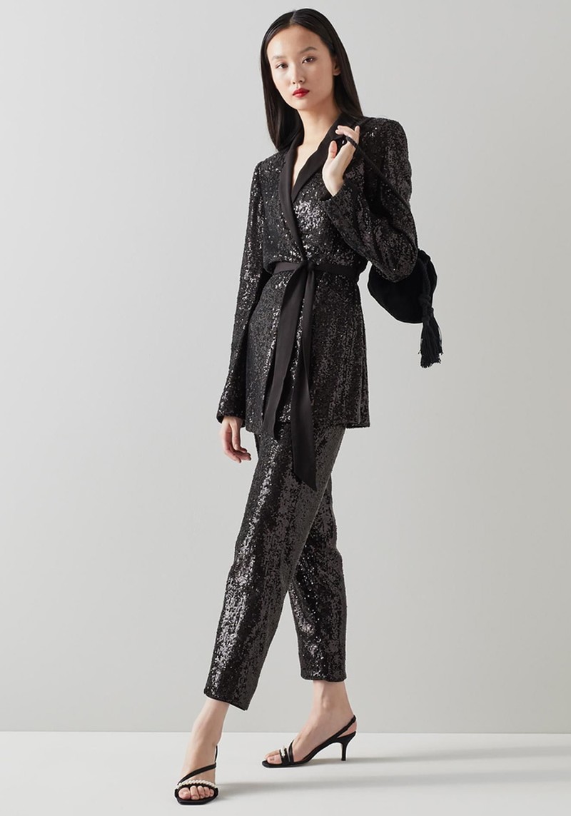 Skinny High-Rise Sequinned Trousers from Alicia