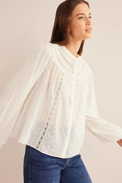 Broderie Trim Blouse