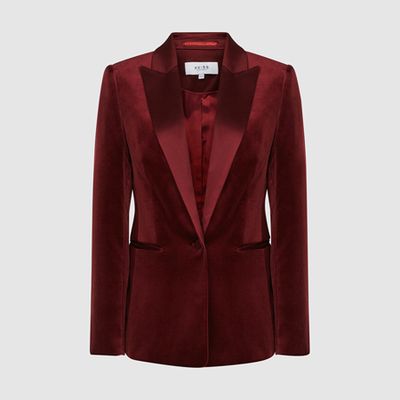 Vixena Velvet Blazer Claret from Reiss