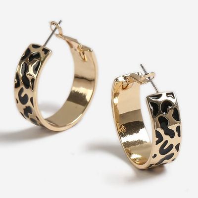 Leopard Enamel Hoop Earrings from Topshop