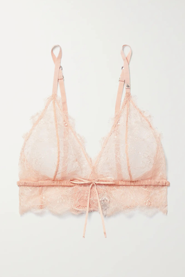 Dawn Bow-Detailed Satin-Trimmed Lace Soft-Cup Triangle Bra  from Love Stories 