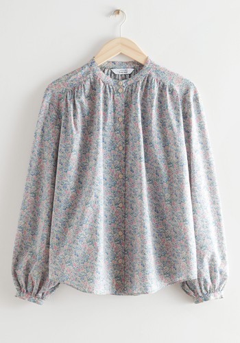 Printed Collarless Button Up Blouse from & Other Stories