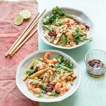 Saucy Coconut Noodles With Prawns