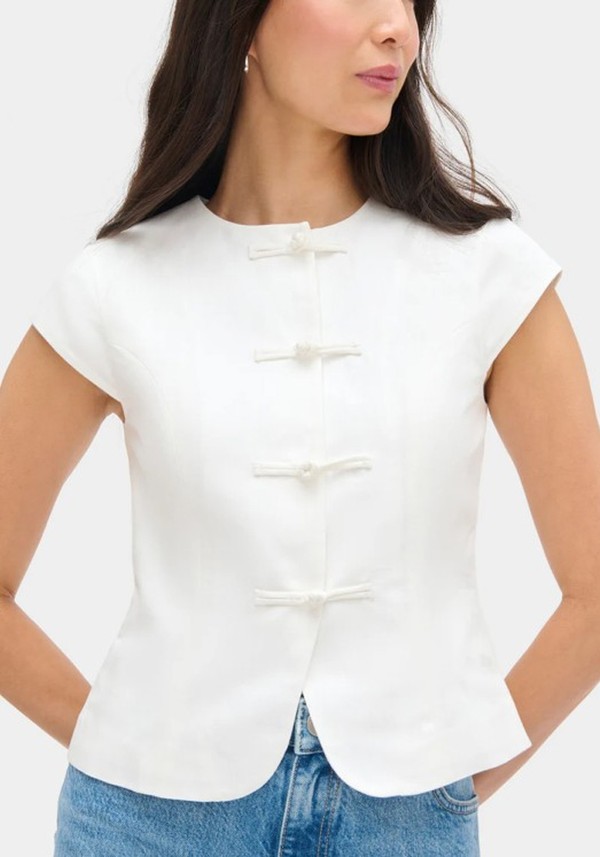 Connie Round Neck Linen Top* 