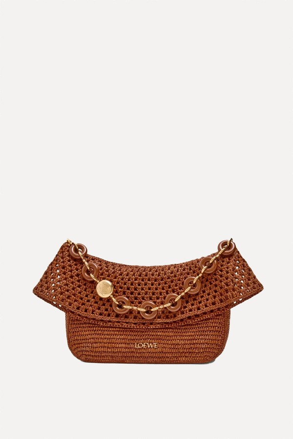 Medium Ola Bag In Raffia & Calfskin from LOEWE