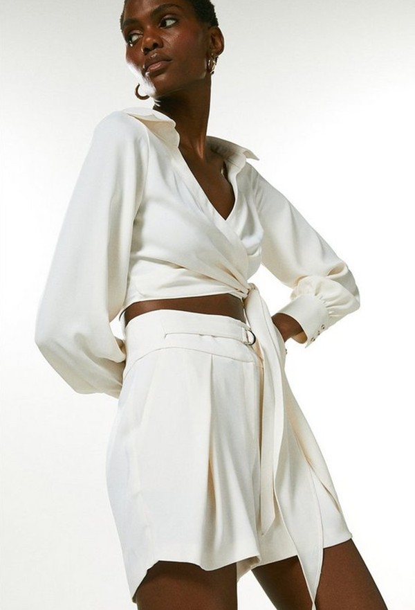 Soft Tailored Tie Waist Shorts