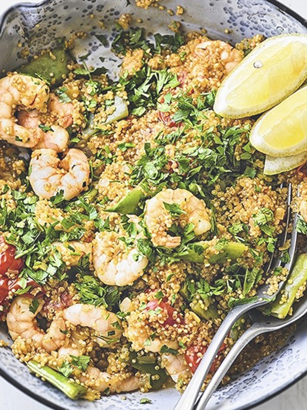 Quinoa Paella With Prawns & Beans