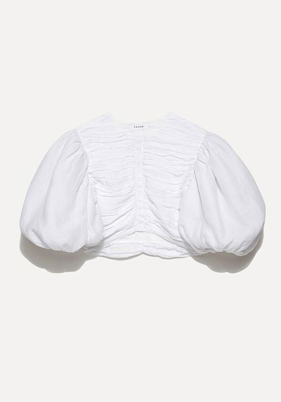 White Gathered Puff Sleeve Top from FRAME x Relove