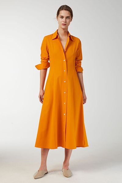 Cotton Crepe Shirt Dress