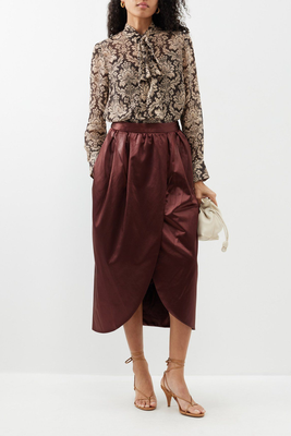 Maxine Cotton-Blend Sateen Midi Skirt from Ulla Johnson