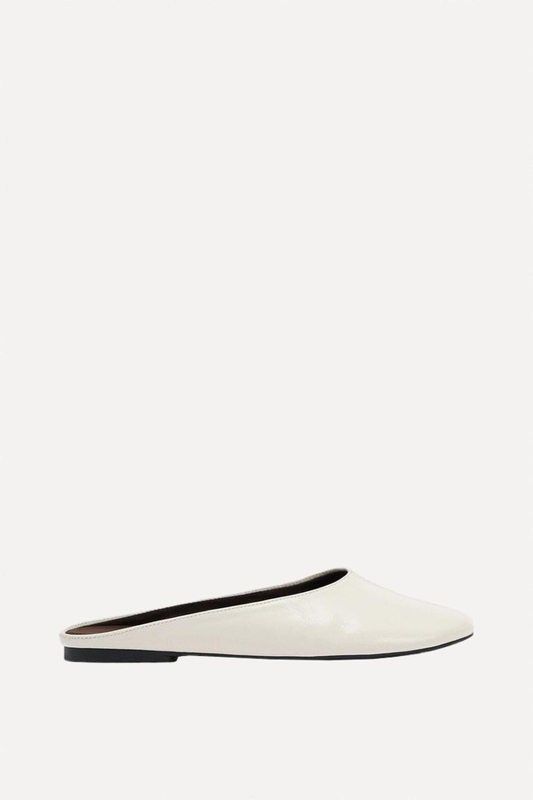 Flat Leather Mule Shoes from Zara
