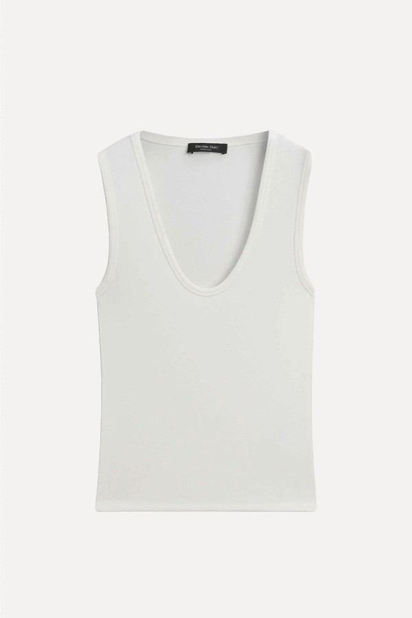 Cotton Blend V-Neck Top from Massimo Dutti