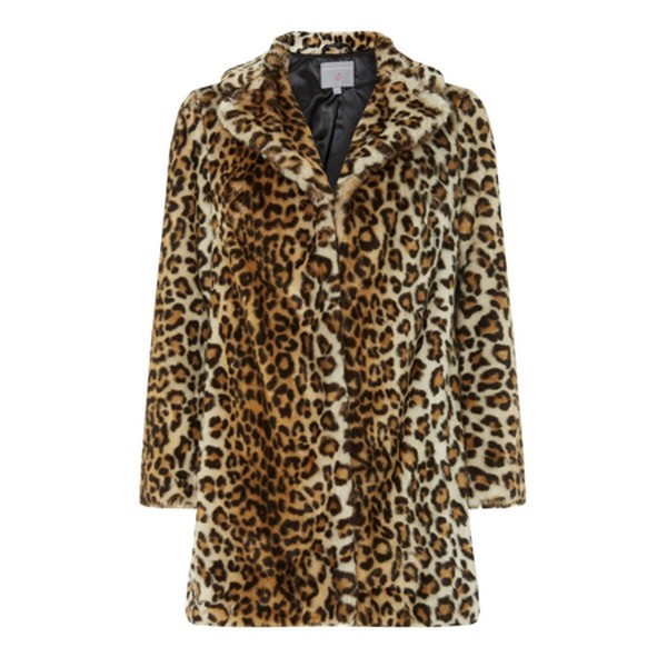 Petite Multicoloured Animal Print Faux Fur Coat