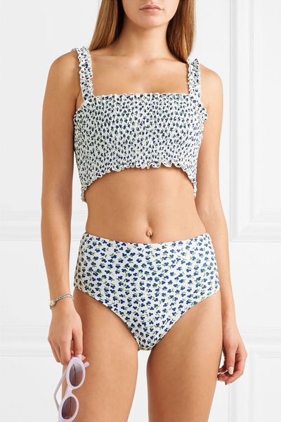 Holly and Chiara Shirred Floral-Print Bikini from Faithfull the Brand