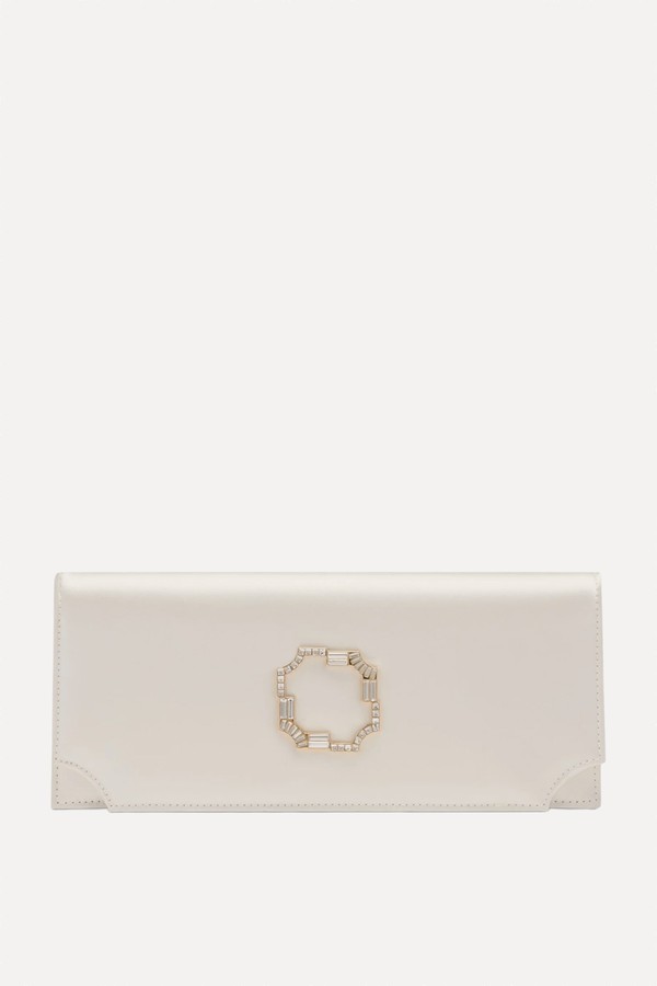Vivien White Satin Clutch Bag