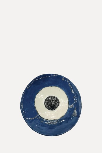 Handmade Ceramic Blue Evil Eye Decorative Plate from Ceramica Ana Rafael