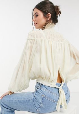 High Neck Top With Shirred Neck from Asos Design
