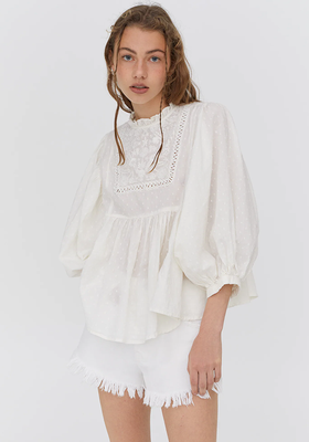 Oversize Blouse With An Embroidered Bib from Pull & Bear