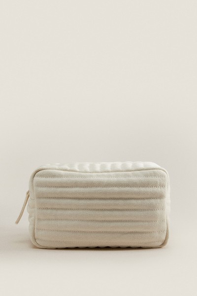 Quilted Linen Toiletry Bag from Zara