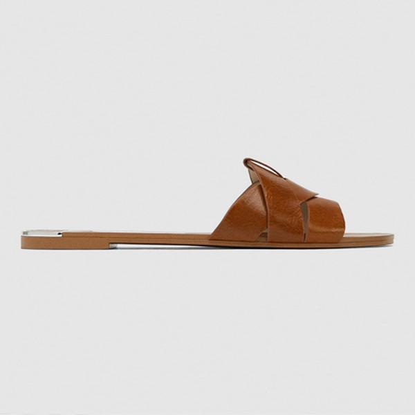 Leather Crossover Sandals from Zara