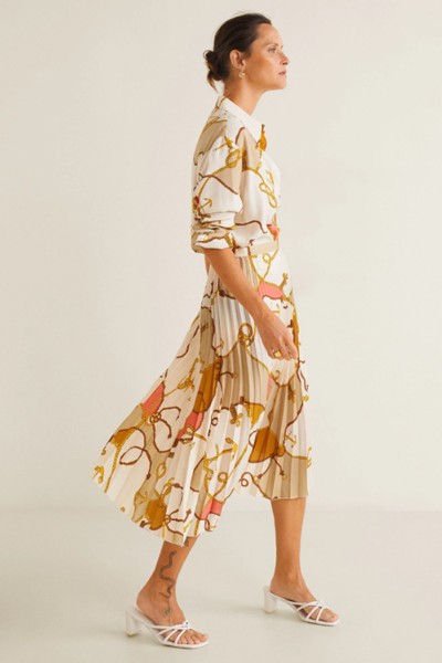 Chain Print Pleated Skirt from Mango