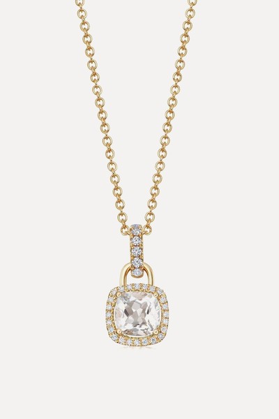 Kiki Cushion Mini White Topaz & Diamond Pendant from Kiki McDonough