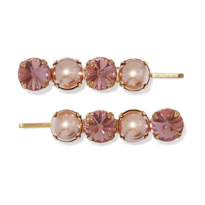 Galina Set of Two Rose Gold Tone, Crystal And Swarovski Pear from Jennifer Behr