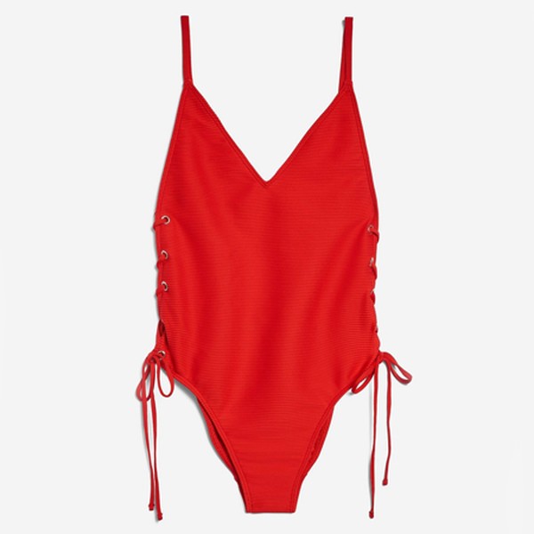 Ribbed Eyelet Swimsuiy from Topshop